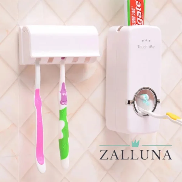 Dispenser Automático Pasta De Dente Creme Dental Porta Escova Com Suporte Prático Econômico - Imagem 2