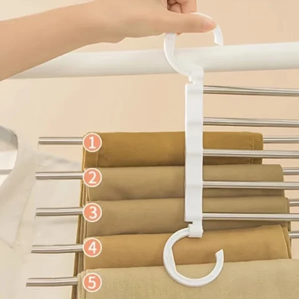 Cabide Multifuncional para Calças de Inox Aço com 5 Divisórias organizador - Imagem 7