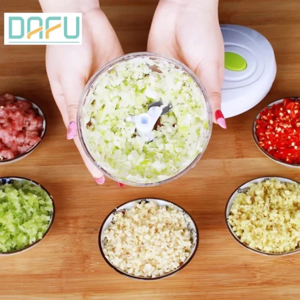 Mini Processador De Alimentos Triturador Manual Com 3 Lamina Cozinha - Imagem 5