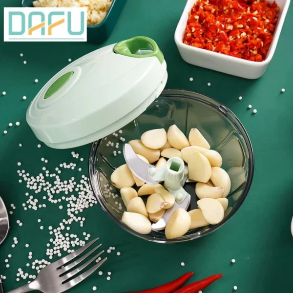Mini Processador De Alimentos Triturador Manual Com 3 Lamina Cozinha - Imagem 4