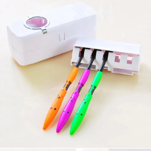 Dispenser Automático Pasta De Dente Creme Dental Porta Escova Com Suporte Prático Econômico - Imagem 5