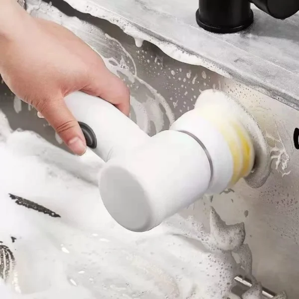 Escova Eletrica de Limpeza 5 em 1 Sem Fio Limpador Multiuso Pratico Para Cozinha , Banheiro prático - Imagem 3