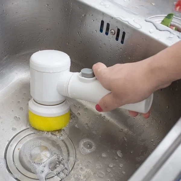 Escova Eletrica de Limpeza 5 em 1 Sem Fio Limpador Multiuso Pratico Para Cozinha , Banheiro prático - Imagem 5
