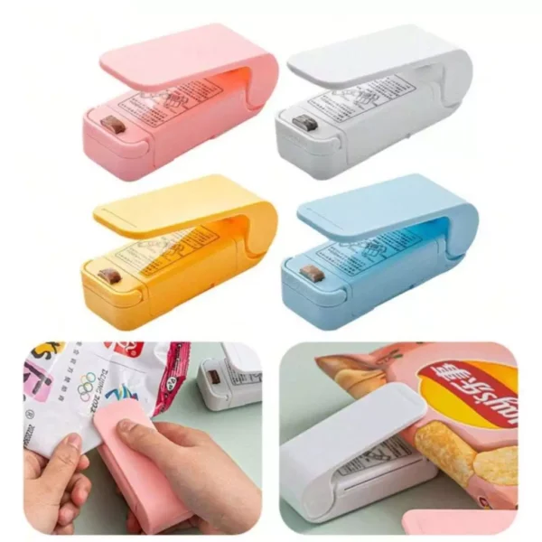 Mini Máquina Seladora Plástico Embalagem Pilha Lacra E Fecha - Imagem 2