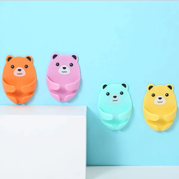 4 Ganchos De Parede Criativo/Suporte De Tomada Do Urso Auto-Adesivo - Imagem 7