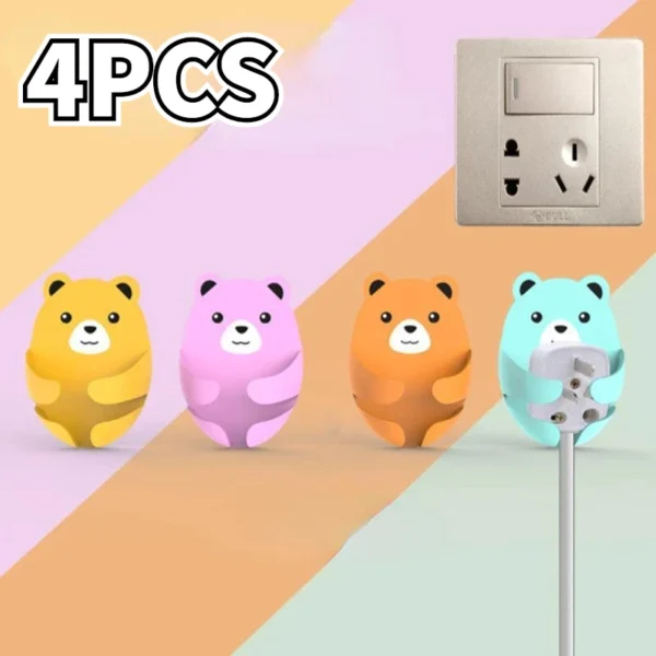 4 Ganchos De Parede Criativo/Suporte De Tomada Do Urso Auto-Adesivo - Imagem 3