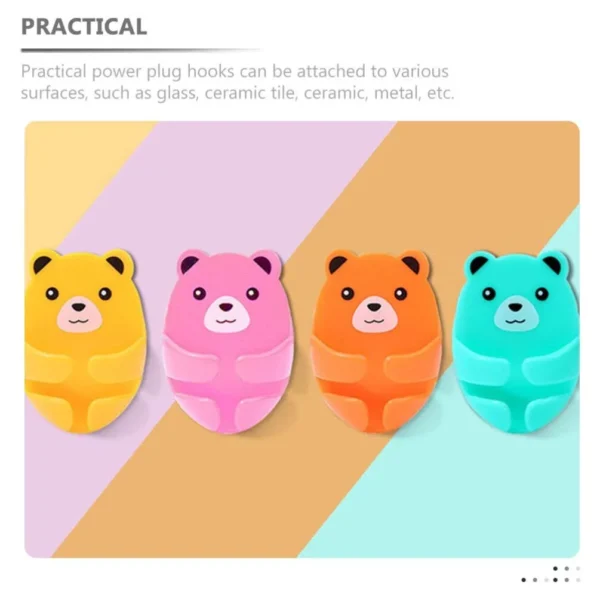 4 Ganchos De Parede Criativo/Suporte De Tomada Do Urso Auto-Adesivo - Imagem 2