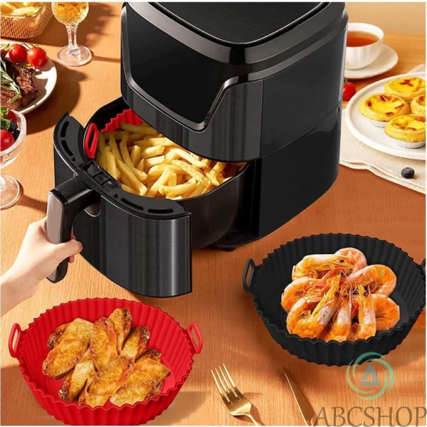 Forma Para Fritadeira Air Fryer Em Silicone Antiaderente Redondo Para Cozinha Flexível Lavável - Abcshop - Imagem 2