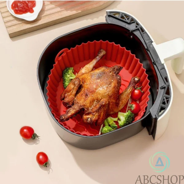 Forma Para Fritadeira Air Fryer Em Silicone Antiaderente Redondo Para Cozinha Flexível Lavável - Abcshop - Imagem 3