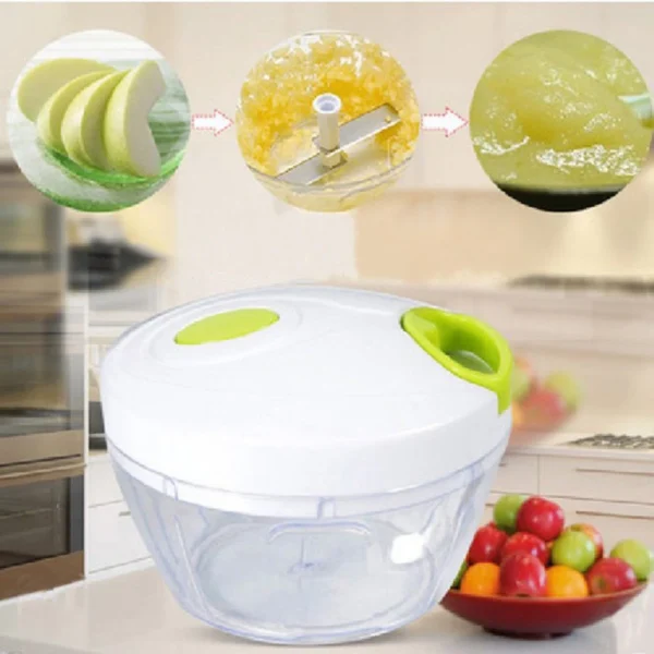 Mini Processador De Alimentos Triturador Manual Com 3 Lamina Cozinha - Imagem 6