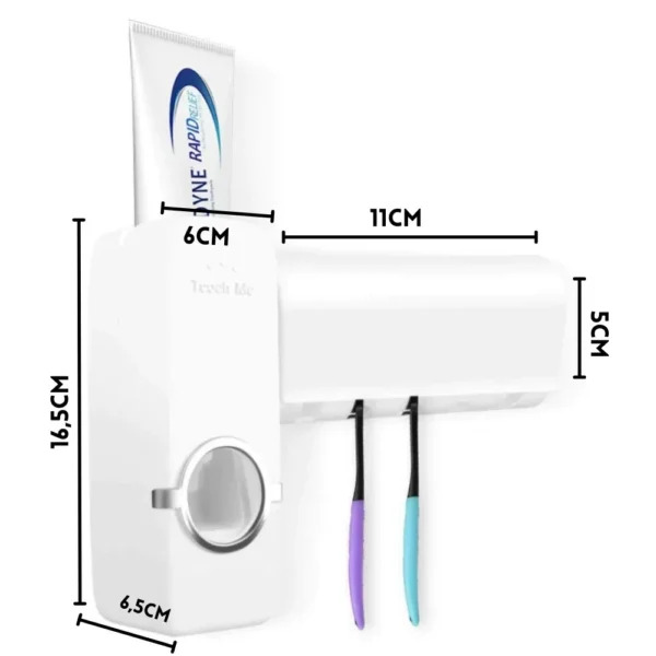 Dispenser Automático Pasta De Dente Creme Dental Porta Escova Com Suporte Prático Econômico - Imagem 3