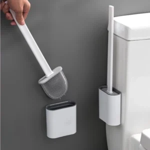 Escova Sanitária De Silicone Para Limpar Privada Banheiro Vaso Sanitário Com Suporte e Adesivo para parede