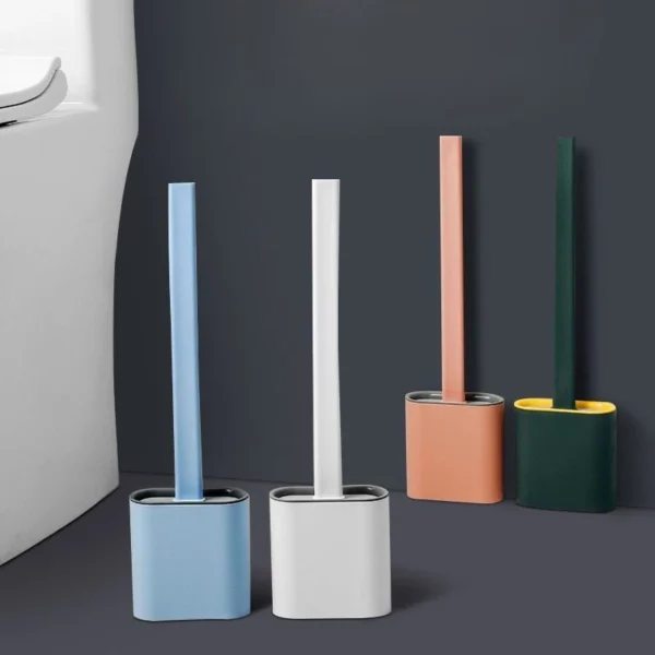 Escova Sanitária De Silicone Para Limpar Privada Banheiro Vaso Sanitário Com Suporte e Adesivo para parede - Imagem 8