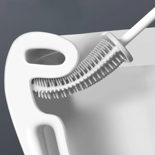 Escova Sanitária De Silicone Para Limpar Privada Banheiro Vaso Sanitário Com Suporte e Adesivo para parede - Imagem 3