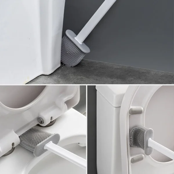 Escova Sanitária De Silicone Para Limpar Privada Banheiro Vaso Sanitário Com Suporte e Adesivo para parede - Imagem 6