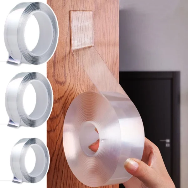 Fita Dupla Face Extra Forte Transparente NanoGel Silicone Mágica Adesiva Cola na Parede Móvel Porta - Imagem 2