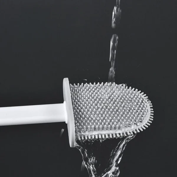 Escova Sanitária De Silicone Para Limpar Privada Banheiro Vaso Sanitário Com Suporte e Adesivo para parede - Imagem 5