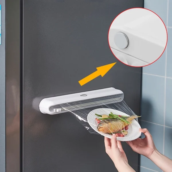 Dispenser Cortador Para Filme Pvc Cozinha Suporte Cortador de Plástico Filme  Plástico ABS Oferta - Imagem 2